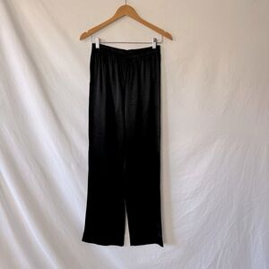 Vintage 90s High Waist Black Satin Trousers by R&M Richards